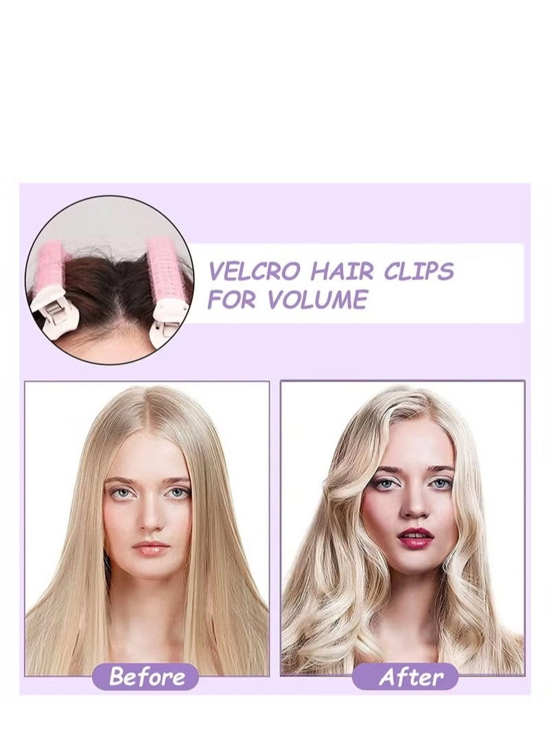8-Piece Volumizing Hair Root Clips Set, Fluffy Rollers Natural Sticky Clamps Reusable Volume Hair Root DIY Wave Fluffy Curler Hair Styling Tool,Instant Hair Volumizing Clip for Women Girls-Pink - Image 3