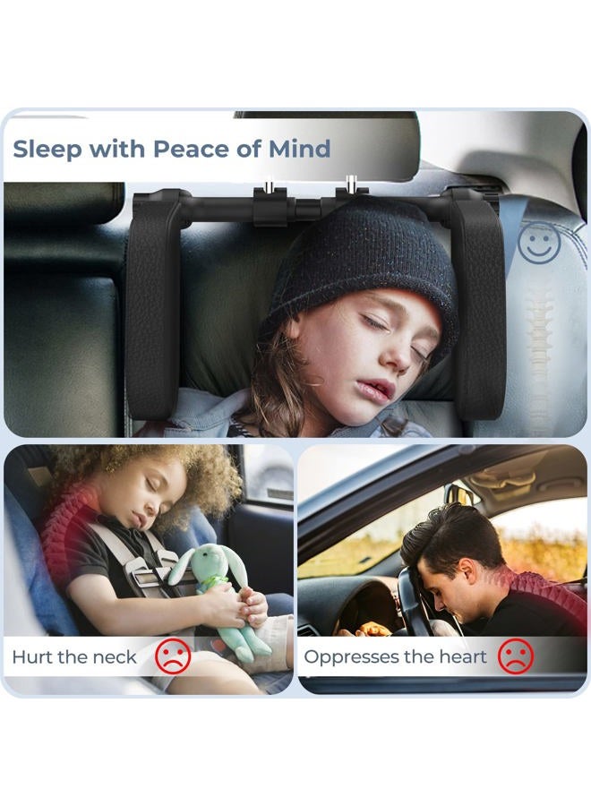 Yoocaa Adjustable Car Headrest Pillow, Road Pal Headrest, U-Shaped Travel Sleeping Pillow for Kids & Adults, Head Neck Support Only Suitable for Car Seat Headrest with Poles, Black - Image 5