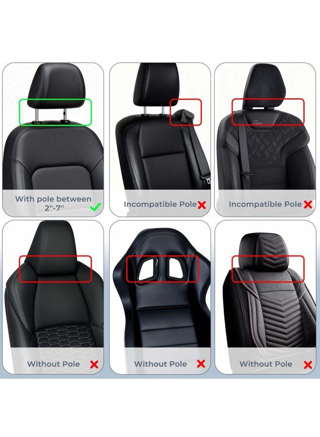 Yoocaa Adjustable Car Headrest Pillow, Road Pal Headrest, U-Shaped Travel Sleeping Pillow for Kids & Adults, Head Neck Support Only Suitable for Car Seat Headrest with Poles, Black - Image 3