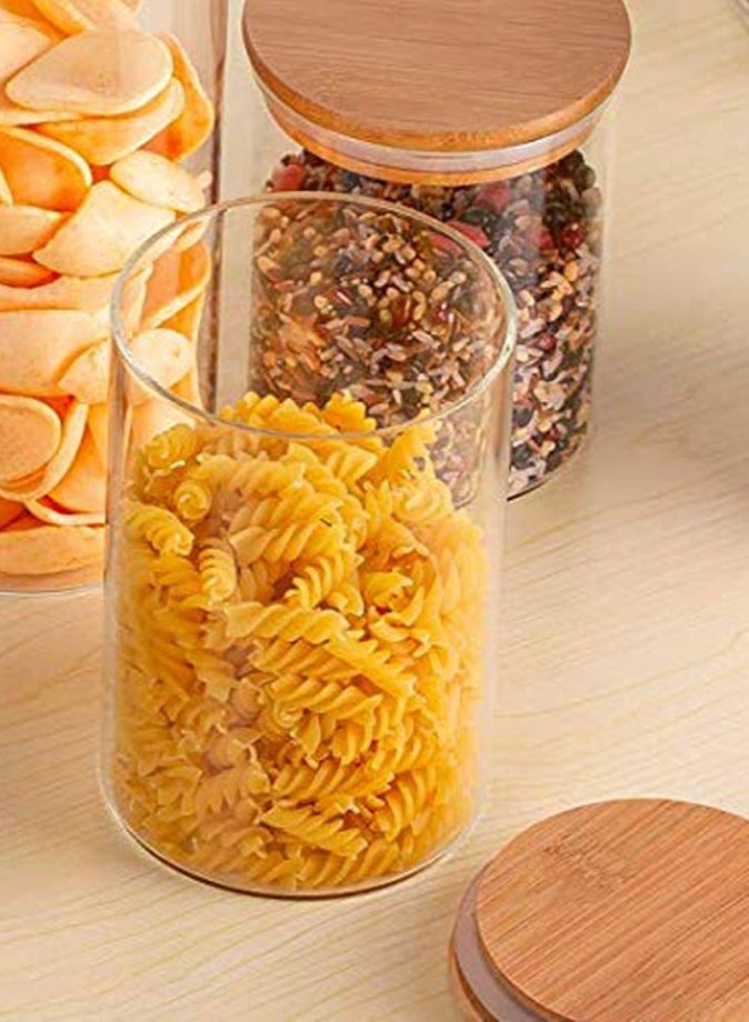 1Chase Set of 2- 750 ML Borosilicate Glass Food Storage Jars With Bamboo Lid ,for Candy Cookie Rice Sugar Flour Pasta Nut - Image 5