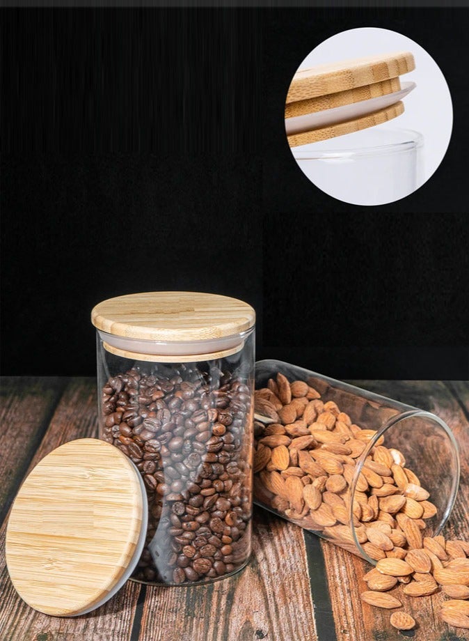 1Chase Set of 2- 750 ML Borosilicate Glass Food Storage Jars With Bamboo Lid ,for Candy Cookie Rice Sugar Flour Pasta Nut - Image 4