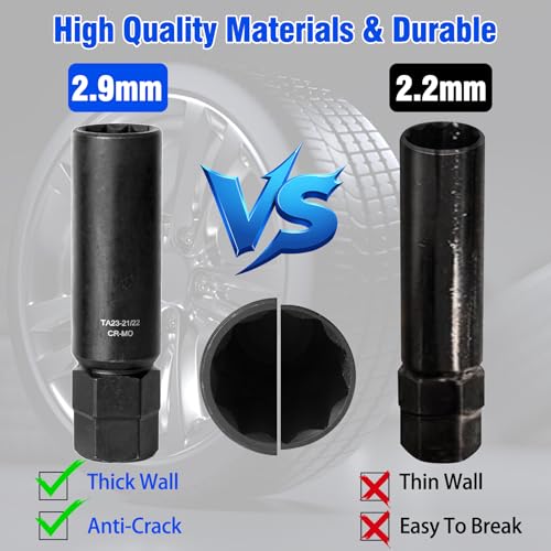 Builimeer 10 Spline Lug Nut Key Set, with CR-MO Thick-Wall Design for Effortless Removal of Aftermarket, Compatible with Bimecc 10 Spline Lug nut Bolts for Cars, Trucks & SUVs - Image 3