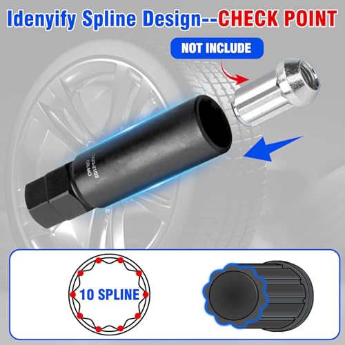 Builimeer 10 Spline Lug Nut Key Set, with CR-MO Thick-Wall Design for Effortless Removal of Aftermarket, Compatible with Bimecc 10 Spline Lug nut Bolts for Cars, Trucks & SUVs - Image 5