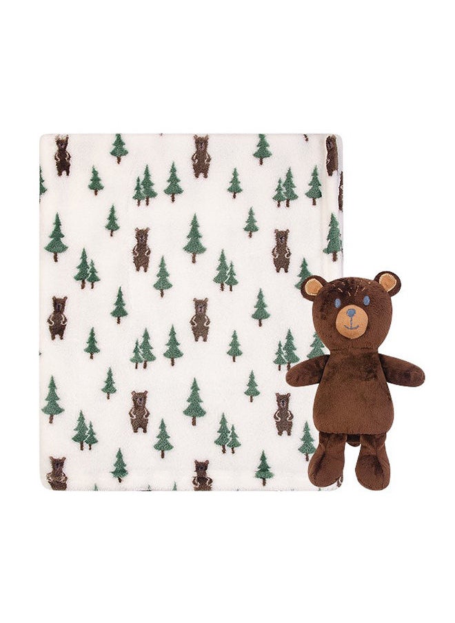 hudson baby Plush Blanket And Toy Forest Bear  - Image 1
