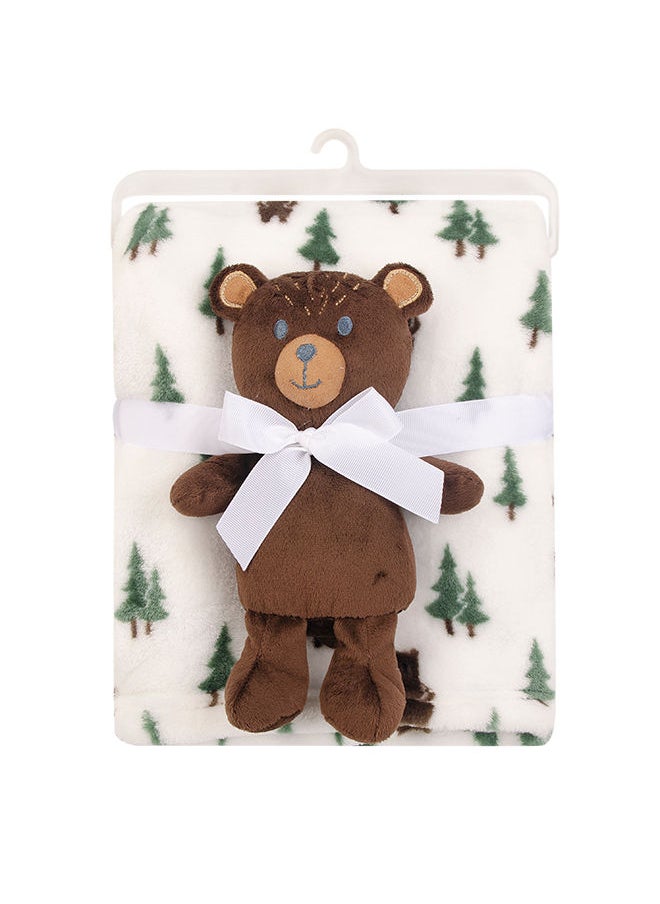 hudson baby Plush Blanket And Toy Forest Bear  - Image 2