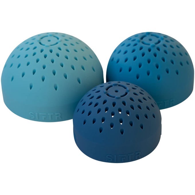 BLUE NESTING CAN STRAINER MINI COLANDER SET SPACE SAVING SMALL COLANDERS AND STRAINERS MULTI USE KITCHEN GADGET SILICONE CAN STRAINER