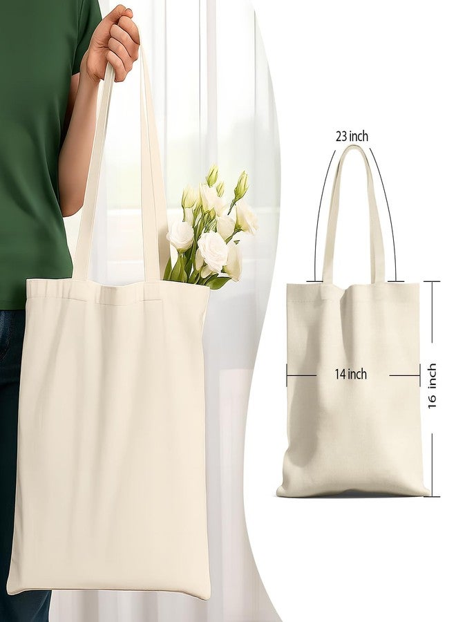 MOLOVA 1-6 Pack Available Premium Canvas Reusable Tote Gift Bags,Made of Natural Canvas with Handle,Work,DIY,Shopping(2 Pack) - Image 2