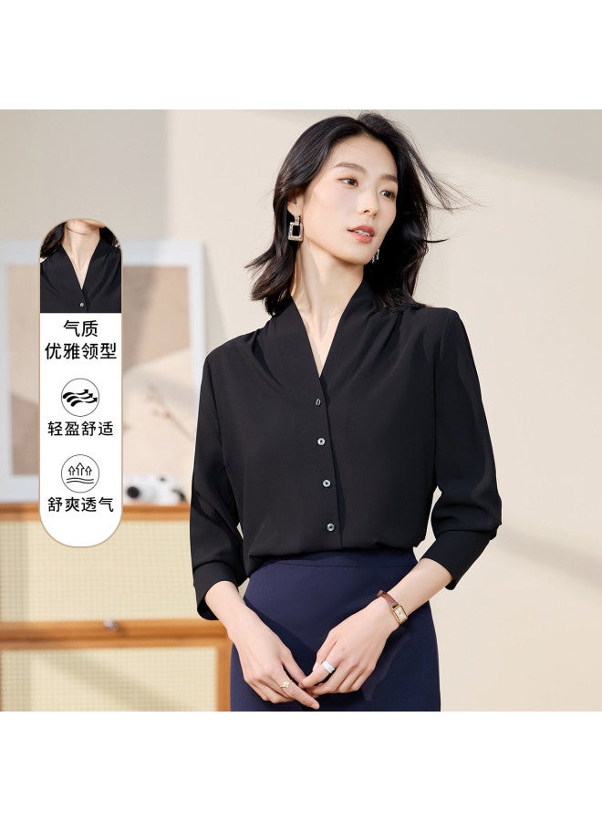 ROMON Women'S Long Sleeve Shirt, Simple V-Neck, Fashionable And Versatile Shirt Cardigan For Women - Image 4