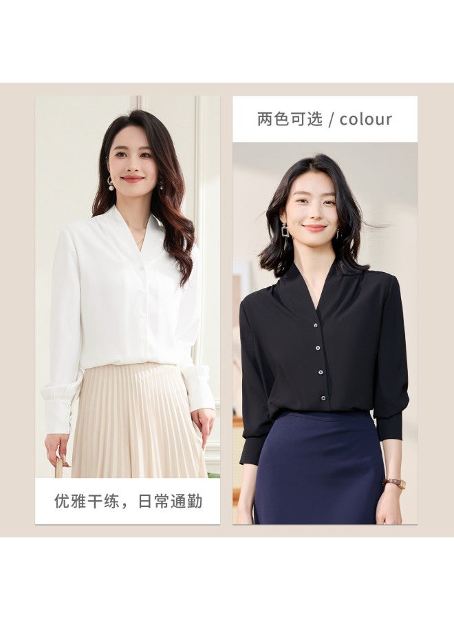 ROMON Women'S Long Sleeve Shirt, Simple V-Neck, Fashionable And Versatile Shirt Cardigan For Women - Image 5