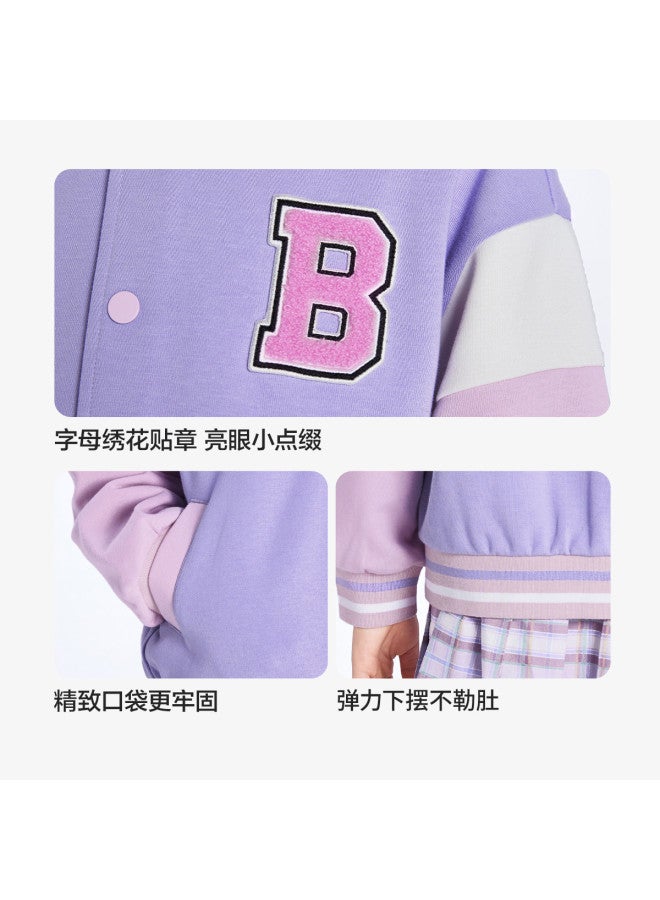 Balabala Preppy Style Baseball Jacket For Boys And Girls, Children's Long-sleeve Casual Outerwear, Kids' Sportswear For Spring/autumn - Image 5