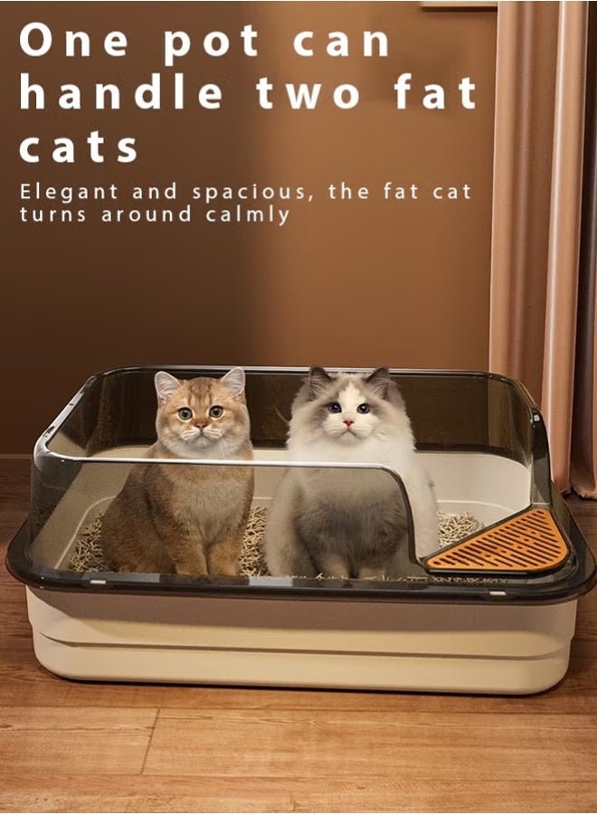 Cat Litter Box with Scoop, Foldable Closed Large Cat Litter Box with Lid, Easy to Clean Oversized Anti-Splash Anti-Leakage Sand Splash-Proof Closed Cat Litter Box - Image 3