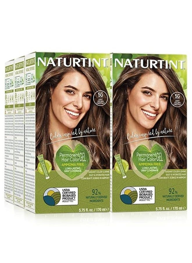 NATURTINT Permanent Hair Color 5G Light Golden Chestnut (Pack of 6), Ammonia Free, Vegan, Cruelty Free, up to 100% Gray Coverage, Long Lasting Results  - Image 1