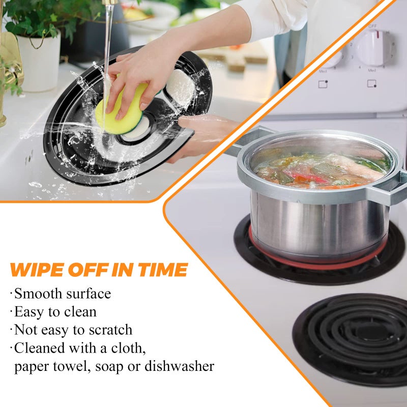 Blutoget WB31M20 WB31M19 Porcelain Drip Pans by Blutoget - Compatible for GE Hotpoint Range Cooktop - Includes 2 6-Inch and 2 8-Inch black Drip Pans - 4 Pack (Black Porcelain) - Image 4