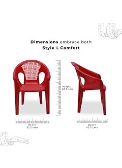 ITALICA ITALICA Relaxing Plastic ChairsPlastic Sofa Chair for Home and GardenSofa Chair Set for Living Room FurnitureOversized Plastic Chair 43X63X83 Cm 9033 Set of 4 Chair Red VF  - Image 2