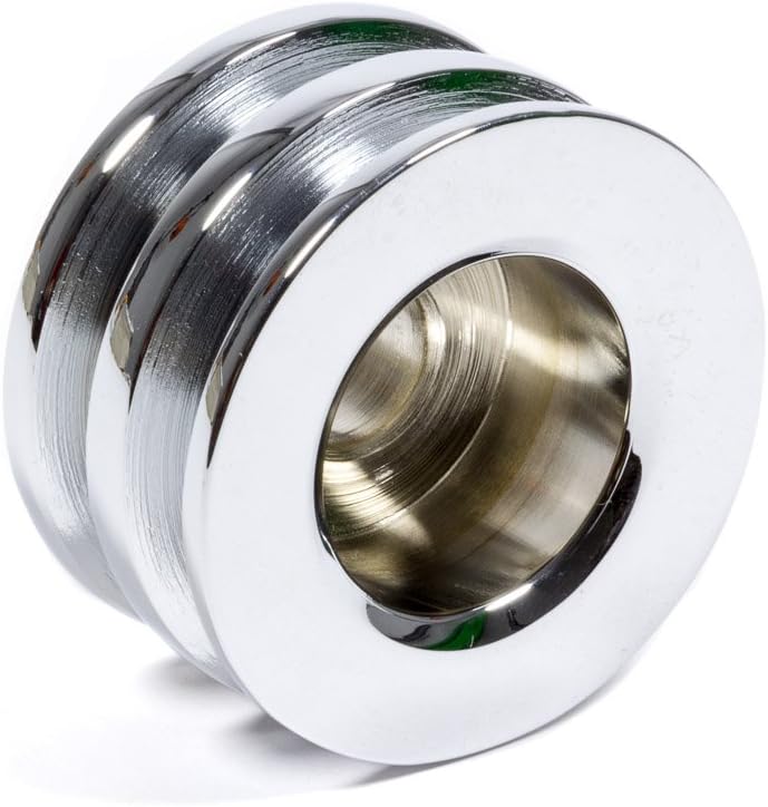 Alternator Pulley, V-Belt, 2 Groove, 2.625 in Diameter, Steel, Chrome, Alternators, Each