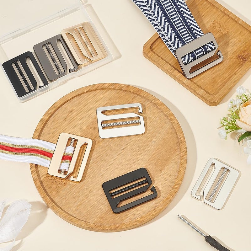 كلاراكو 8 قطع من أبازيم معدنية ثلاثية الانزلاق من كلاركو، 4 ألوان، حزام على شكل حرف G، مشبك مستطيل، مشبك تحرير حزام الظهر، منظم حزام الكتف، حزام الأمتعة، حمالات البنطلونات - Image 4