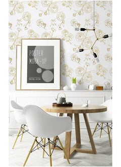 Rylan 45 * 900 Peel and Stick Wallpaper Gold and White Contact Paper Floral Wallpaper Self Adhesive Removable Wallpaper for Bedroom Covering Vinyl Rolls(White & Gold) - pzsku/Z5E7DD177A649387A3246Z/45/_/1738306781/739c6e37-5f85-4968-962d-45595ad2d267