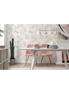 Rylan 45 * 900 Peel and Stick Wallpaper Gold and White Contact Paper Floral Wallpaper Self Adhesive Removable Wallpaper for Bedroom Covering Vinyl Rolls(White & Gold) - pzsku/Z5E7DD177A649387A3246Z/45/_/1738306961/f4c91067-a63f-450d-aafa-a56778c3f680