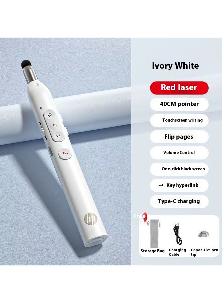 HP جهاز التحكم عن بُعد اللاسلكي SS232 مع مؤشر ليزر أحمر، جهاز تحكم عن بُعد قابل لإعادة الشحن من نوع C لبرنامج PowerPoint، عصا تعليمية قابلة للتمديد وقلم لمسة، مقدم PPT متعدد الوظائف للفصول الدراسية والمكتب - Image 3