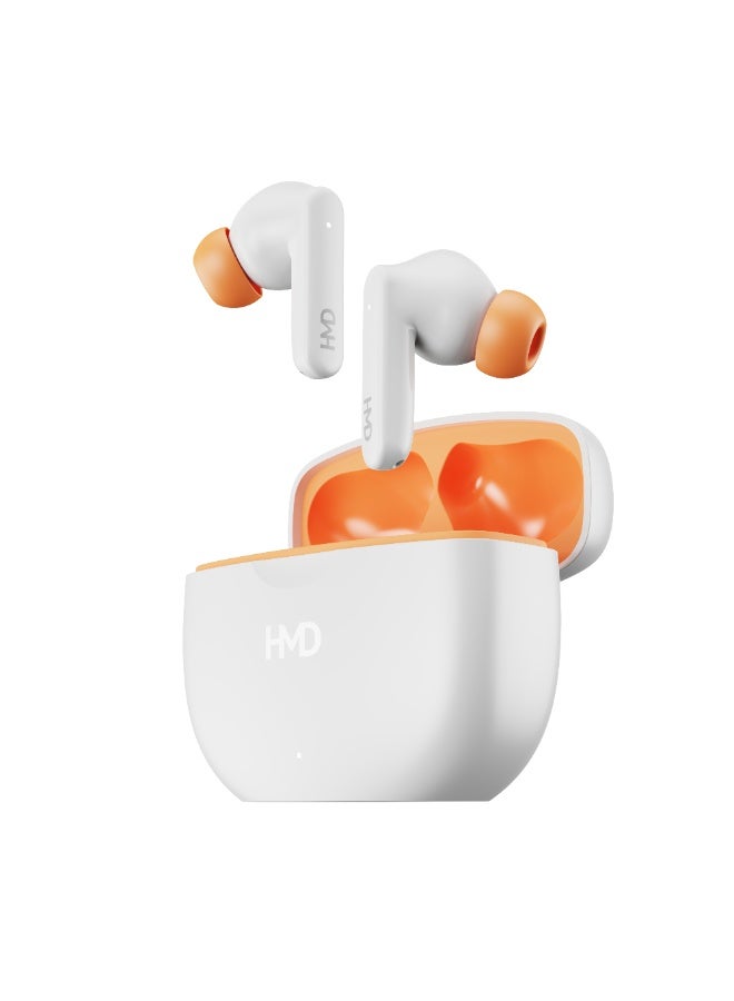 HMD DUB P70 True Wireless Earbuds, 10mm Drivers, 4 Mic AI-ENC for Clear Calls, Environmental Noise Cancellation, 35 Hours Playtime, In-Ear Detection, Low Latency Mode, IPX4, Fast Charging White - Image 4