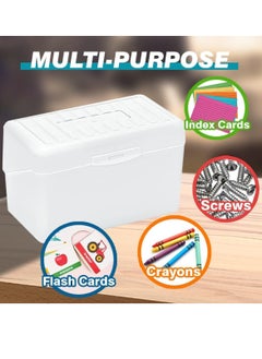 SYOSI Index Card Holder Organizer Case 3x5 Flash Note Card Holder Index Card Holder Notecard Box Recipe Card Box Plastic Storage Organizer for Filling Index Cards Notecards Flashcards 2 Packs White  - Image 2