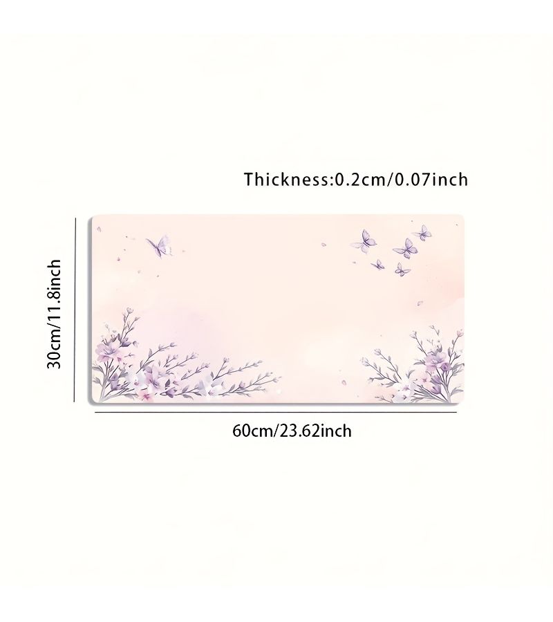 Large Sized 30x80cm Esports Gaming Mouse Pad With Pink Purple Floral Butterfly Pattern Non Slip Washable Rubber Base Office Desk Mat Computer Decor Accessory - Image 2