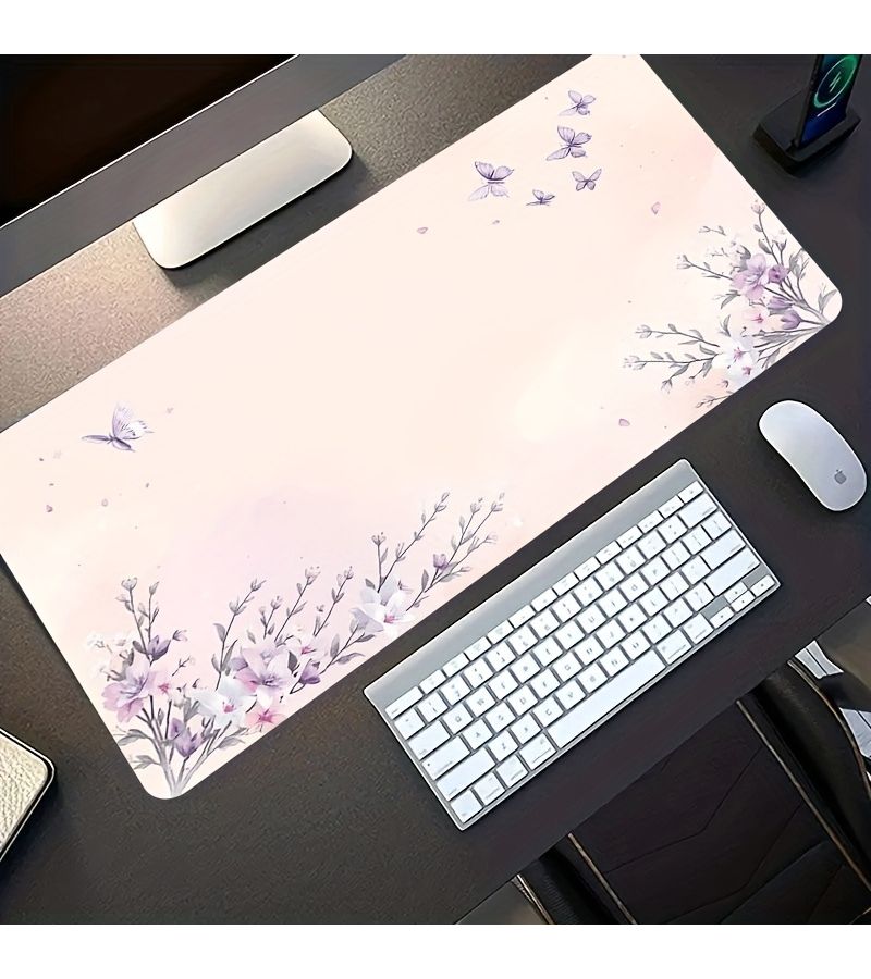 Large Sized 30x80cm Esports Gaming Mouse Pad With Pink Purple Floral Butterfly Pattern Non Slip Washable Rubber Base Office Desk Mat Computer Decor Accessory - Image 5