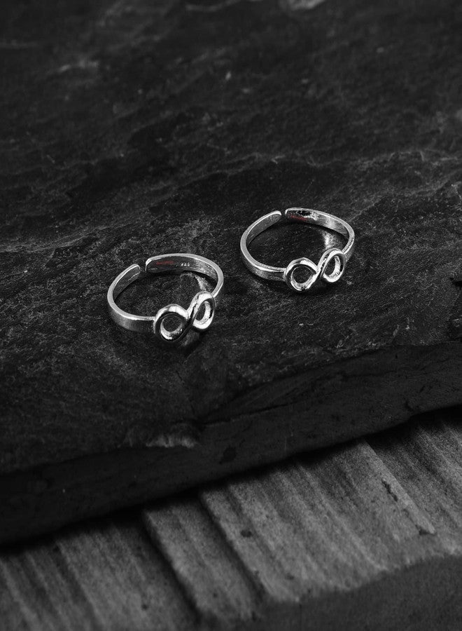 DHRUVS COLLECTION 925 Sterling Silver Infinity Design Toe Rings for Women & Girls | Adjustable Pure Silver Chandi ki Bichhiya Pair | Ideal Gift for Her - Image 2