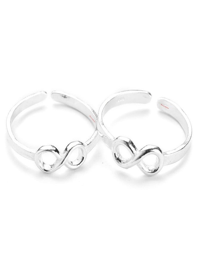 DHRUVS COLLECTION 925 Sterling Silver Infinity Design Toe Rings for Women & Girls | Adjustable Pure Silver Chandi ki Bichhiya Pair | Ideal Gift for Her - Image 1