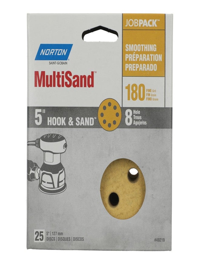 Norton 5" Norton 49219 MultiSand Hook & Sand 8-Hole Sanding Disc, P180-Grit, 25-Pack - Image 1