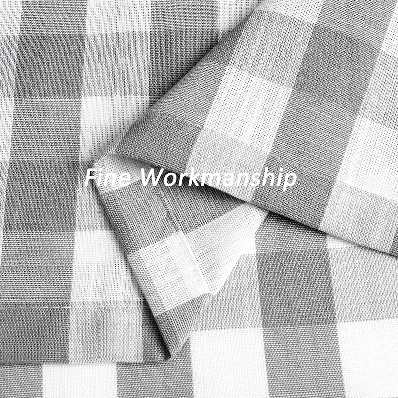 Amzdecor Tier Curtains for Kitchen Windows  Buffalo Plaid Gingham Pattern Linen Fabric Rod Pocket Short Window Panels for Kitchen Cafe Bathroom Window Curtains  28"" W x 36"" L  Sliver/Gray  Set of 2 - Image 3