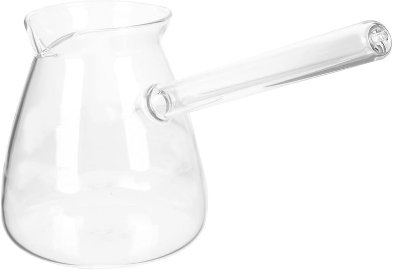 comfrt Turkish Coffee Pot Borosilicate Glass, Stovetop Tea Maker, Tearoom Side Handle Glass Teapot Kettle, Healthy and Extremely Heat Resistant Milk Warmer, Hot Chocolate Maker, Butter Melting Pot - Image 1