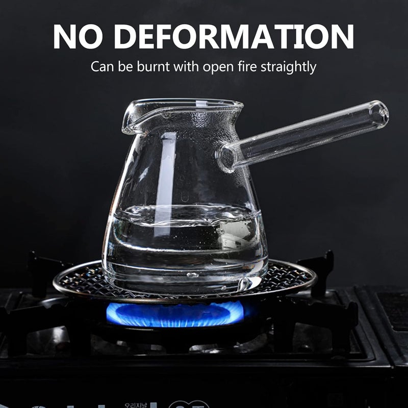 comfrt Turkish Coffee Pot Borosilicate Glass, Stovetop Tea Maker, Tearoom Side Handle Glass Teapot Kettle, Healthy and Extremely Heat Resistant Milk Warmer, Hot Chocolate Maker, Butter Melting Pot - Image 3