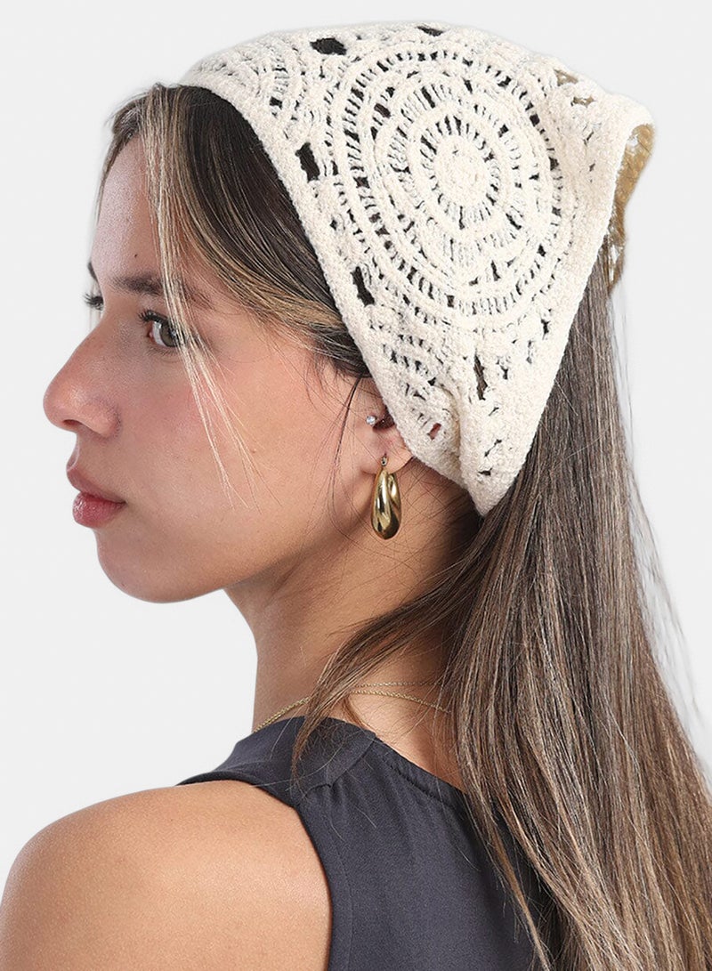 Off White Crochet Bandana