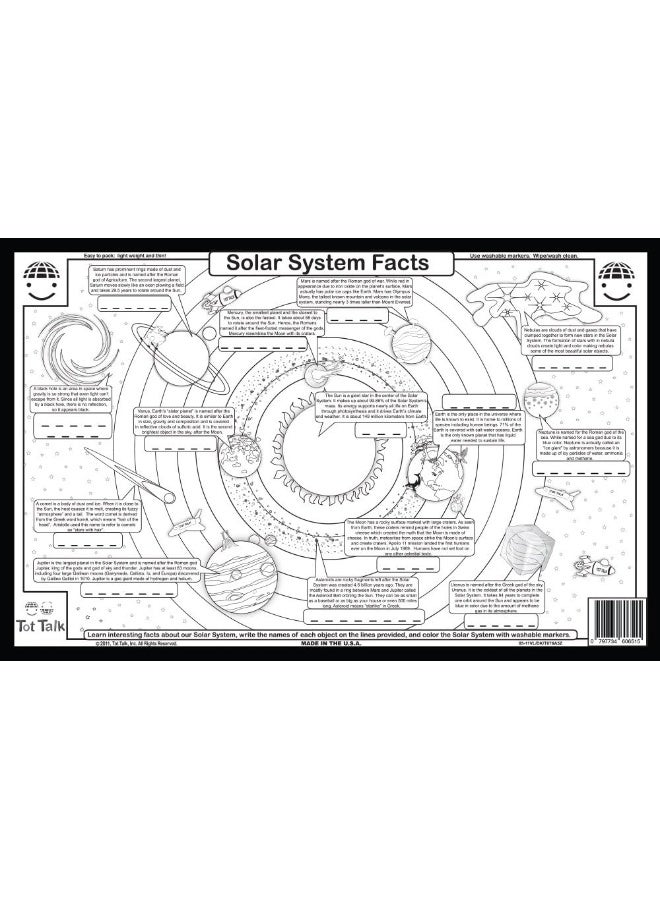 Tot Talk Solar System Educational Placemat for Kids - Image 2