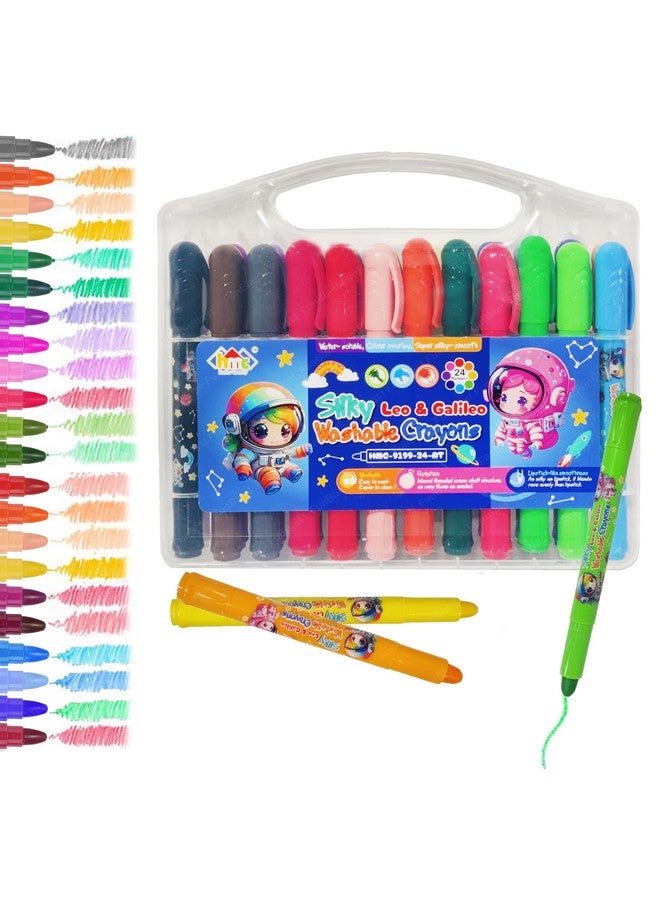 فنبلاست أقلام تلوين فن بلاست للأطفال - قابلة للغسل، ناعمة كالحرير، قابلة للالتواء، 24 لونًا، في علبة، مجموعة أقلام تلوين للأطفال، مجموعة أقلام تلوين فنية للأطفال، مجموعة رسم وتلوين (فضاء) - Image 1