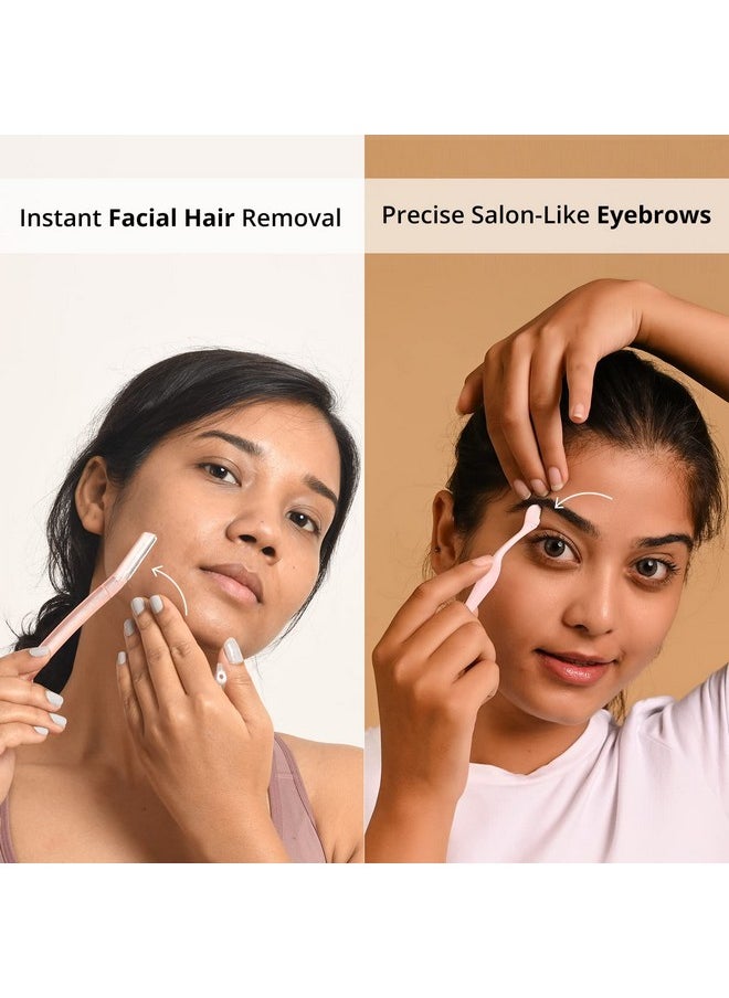 CARMESI Women'S Face Hair Removal Combo | Pack Of 1 Face Razor & 1 Eyebrow Razor | Instant & Painless Hair Removal | Eyebrows, Upper Lip, Peach Fuzz, Sideburn, Forehead  - Image 2