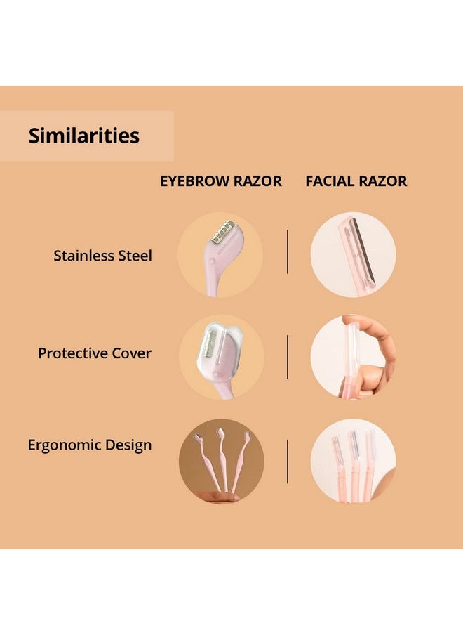 CARMESI Women'S Face Hair Removal Combo | Pack Of 1 Face Razor & 1 Eyebrow Razor | Instant & Painless Hair Removal | Eyebrows, Upper Lip, Peach Fuzz, Sideburn, Forehead  - Image 5