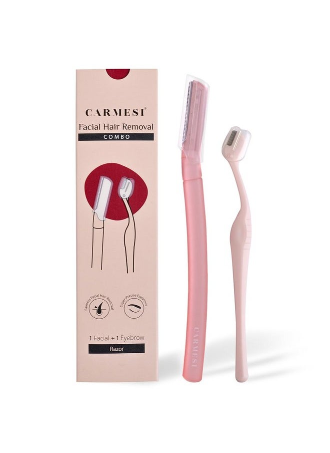 CARMESI Women'S Face Hair Removal Combo | Pack Of 1 Face Razor & 1 Eyebrow Razor | Instant & Painless Hair Removal | Eyebrows, Upper Lip, Peach Fuzz, Sideburn, Forehead  - Image 1