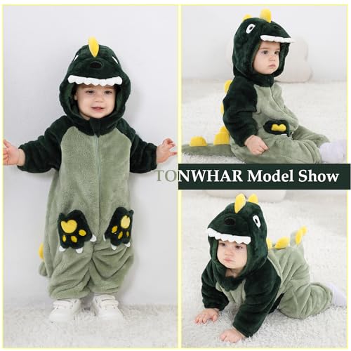 TONWHAR Kids' And Toddlers' Infant Tiger Dinosaur Animal Fancy Dress Costume Outfit Hooded Romper Jumpsuit(2-3T/Height:36"-39") - Image 4