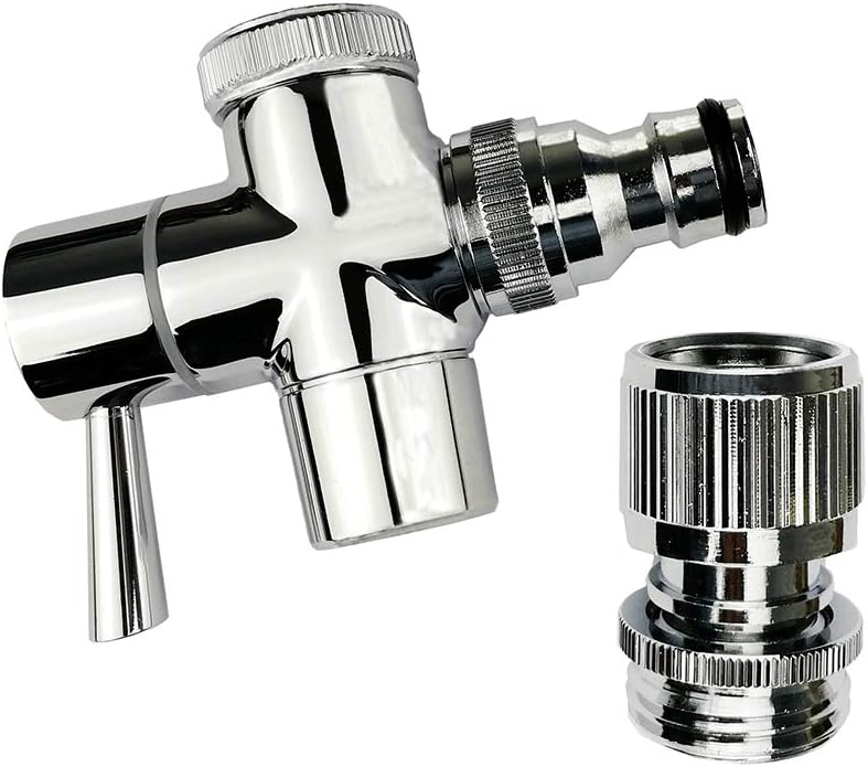 Sunny Brass Faucet Diverter Valve with Quick Connection, Faucet Diverter Valve From Sink To Garden Hose/Shower Hose, Washing Machine/Dishwasher,for Bathroom/Kitchen (chrome) - Image 1