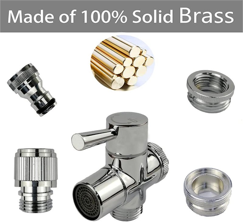 Sunny Brass Faucet Diverter Valve with Quick Connection, Faucet Diverter Valve From Sink To Garden Hose/Shower Hose, Washing Machine/Dishwasher,for Bathroom/Kitchen (chrome) - Image 5