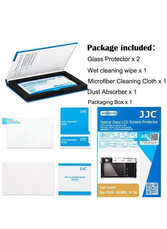 JJC - 2 Pack Camera Screen Protector for Fujifilm X100V X-T4 X-E4 Camera, Ultra-Thin Anti-Fingerprint Anti-Scratch 9H Hardness 2.5D Rounded Edges Tempered Glass Protector - Image 1