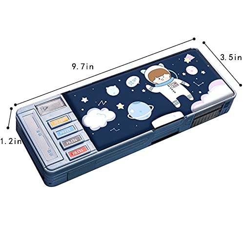 Minache Multifunction Pencil Case, Pencil Box with 2 Compartments for Students - Cartoon Pattern Stationery Set with Pop Out Scissors and Pencil Sharpener (one size, style 3) - Image 4