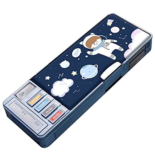 Minache Multifunction Pencil Case, Pencil Box with 2 Compartments for Students - Cartoon Pattern Stationery Set with Pop Out Scissors and Pencil Sharpener (one size, style 3) - Image 1
