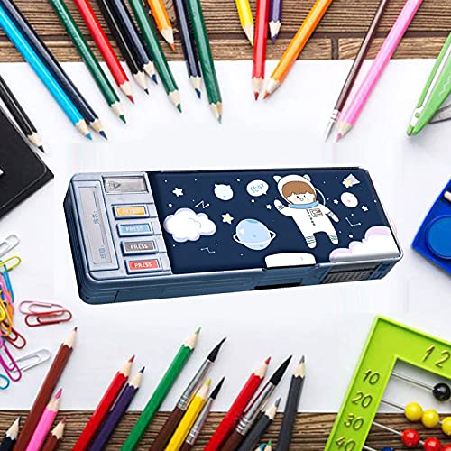 Minache Multifunction Pencil Case, Pencil Box with 2 Compartments for Students - Cartoon Pattern Stationery Set with Pop Out Scissors and Pencil Sharpener (one size, style 3) - Image 5