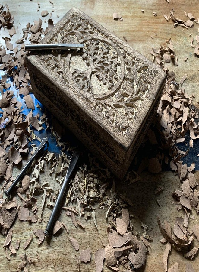 DharmaObjects Hand Carved Tree Of Life Jewelry Trinket Keepsake Wooden Storage Box (Tree of Life 1, Large) - Image 5