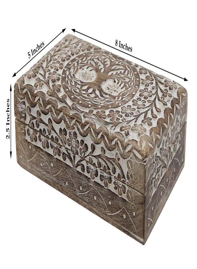 DharmaObjects Hand Carved Tree Of Life Jewelry Trinket Keepsake Wooden Storage Box (Tree of Life 1, Large) - Image 4