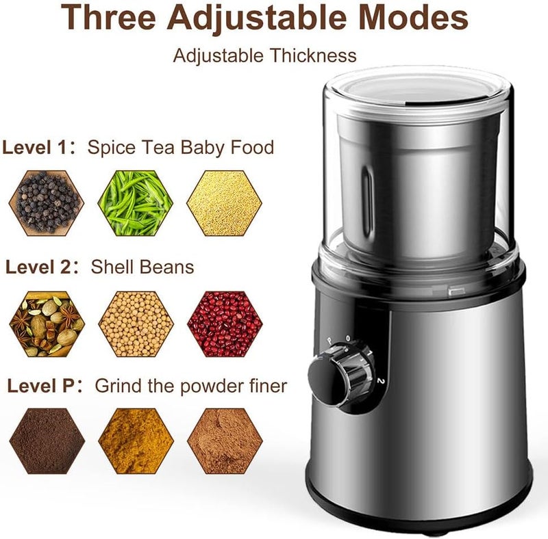 Updated Electric Coffee Grinder with 304 Stainless Steel Blades and Removable Bowls, 350W Motor for Coffee Beans and Nuts (Silver) - Image 5