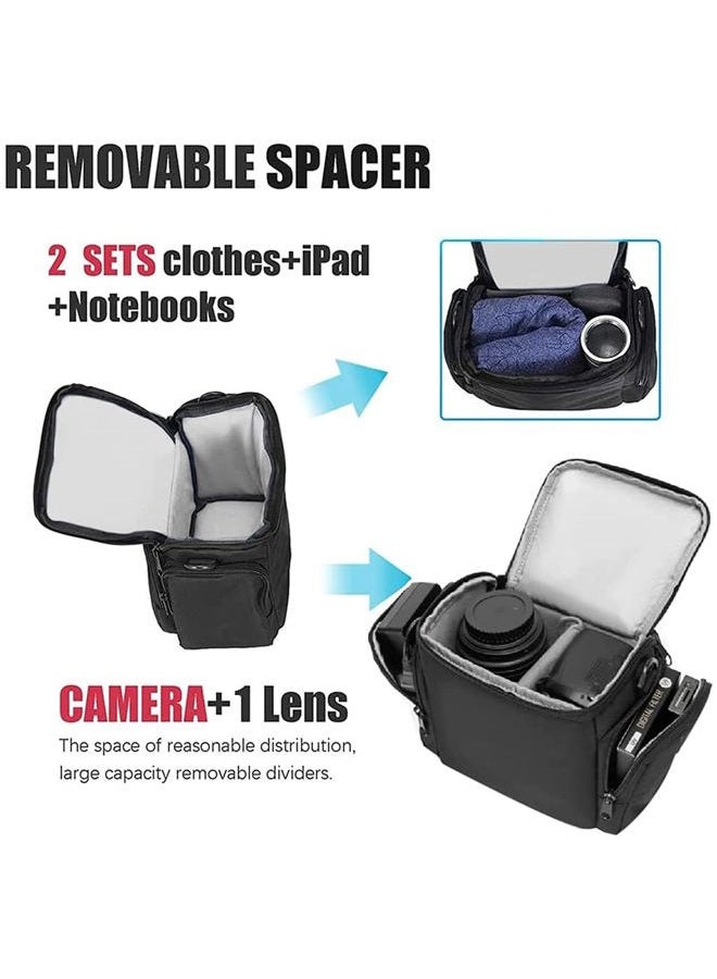 Cwatcun Single Shoulder Crossbody Compact Camera Bag Case Compatible for Canon Nikon Sony SLR DSLR Mirrorless Cameras and Lenses Waterproof Black - Image 3